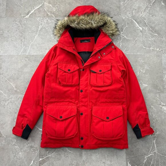 RALPH LAUREN RLX RANGER PARKA MENS MEDIUM DOWN PUFFER JACKET HOODED COAT RED - Picture 1 of 11